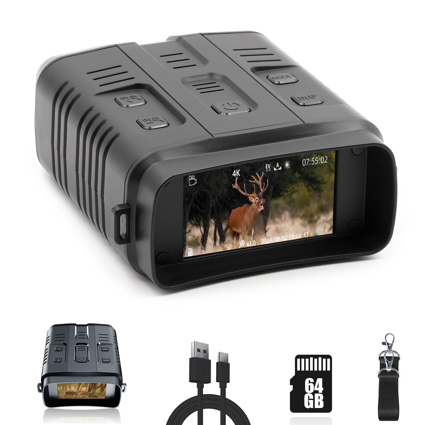 Night Vision Goggles 4K,Rechargeable Night Vision Binoculars, Video and Photo, 3