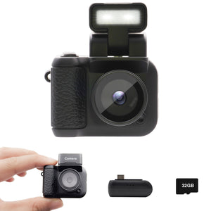 Digital Camera with 1.4 in LCD Screen 1080P 32GB Card Charging Base Monoreflexes Shaped CMOS Compact Portable Video Recorder Easy to Operate (Black)