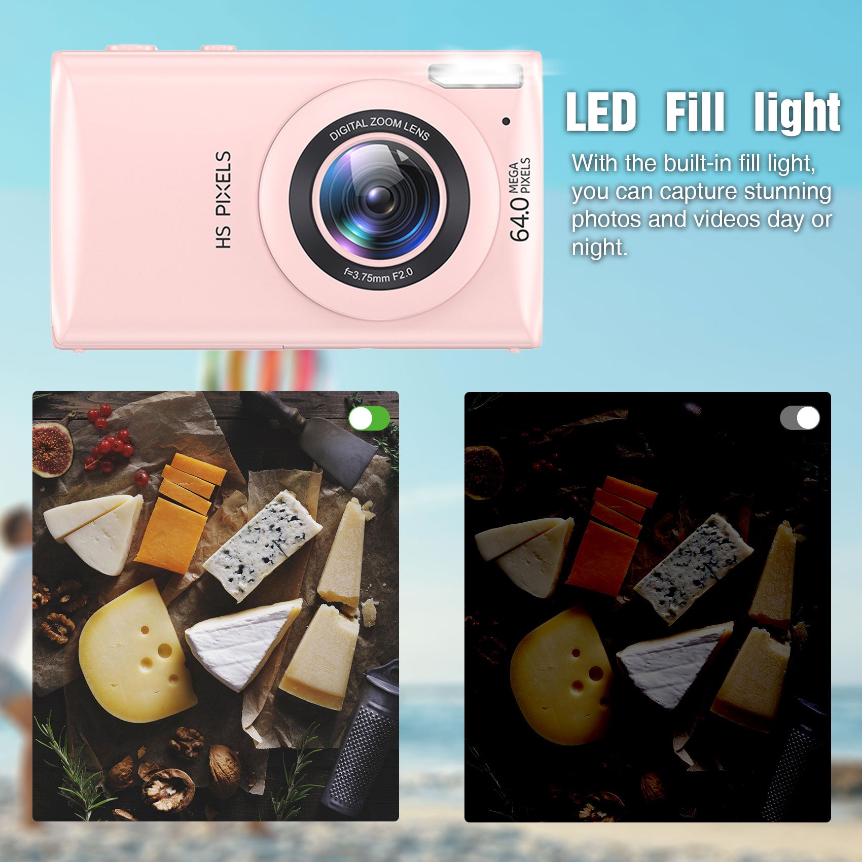 Digital Camera Pink, 4K Vlogging Camera, Vintage Camera, Autofocus 64MP 18X Digital Zoom Compact Point and Shoot Digital Cameras for Boys and Girls, Teens, Beginner, 32GB Included, Pink