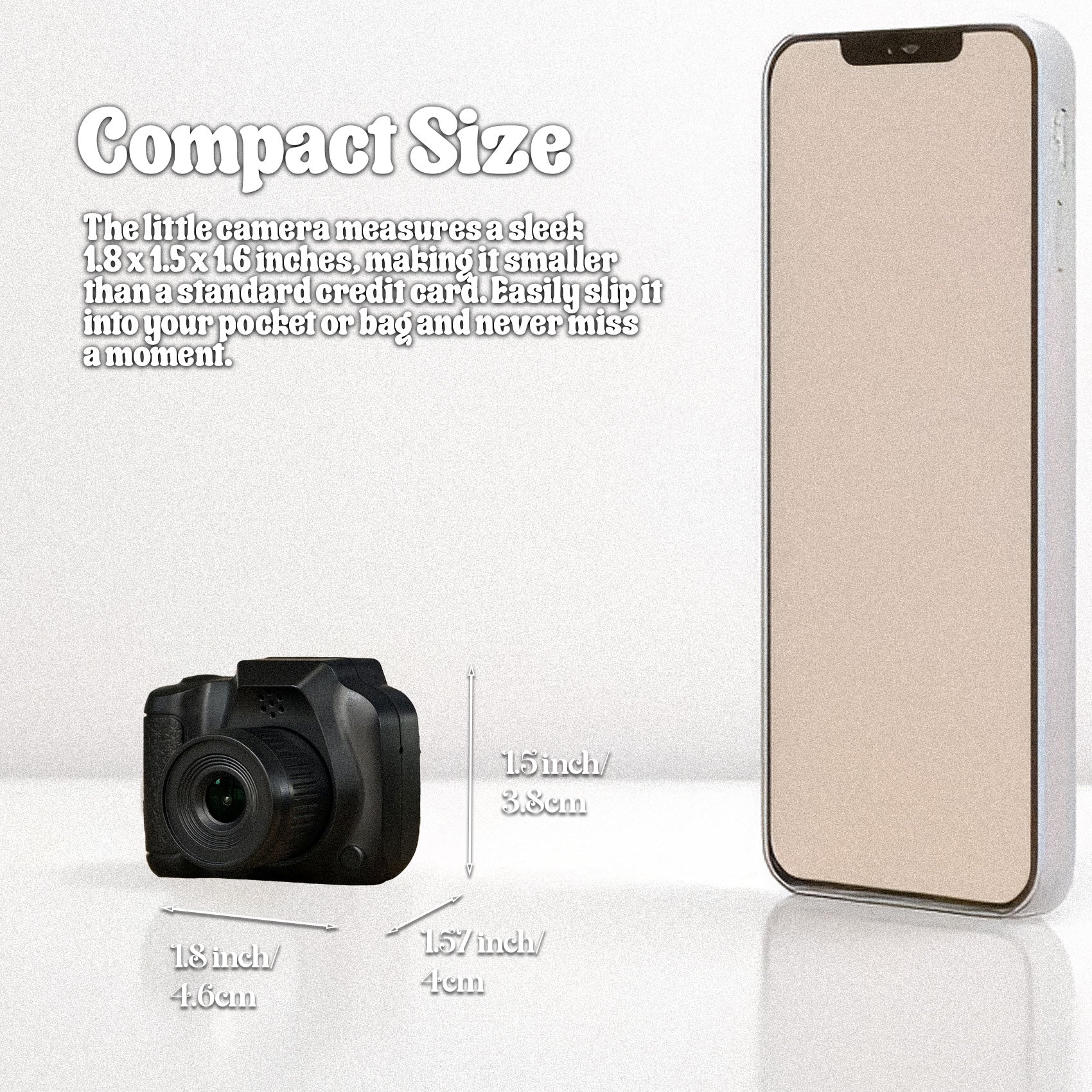 Mini Camera Keychain, Mini Retro Digital Camera, Y2K Camera, Wide Angle Lens, 1.4