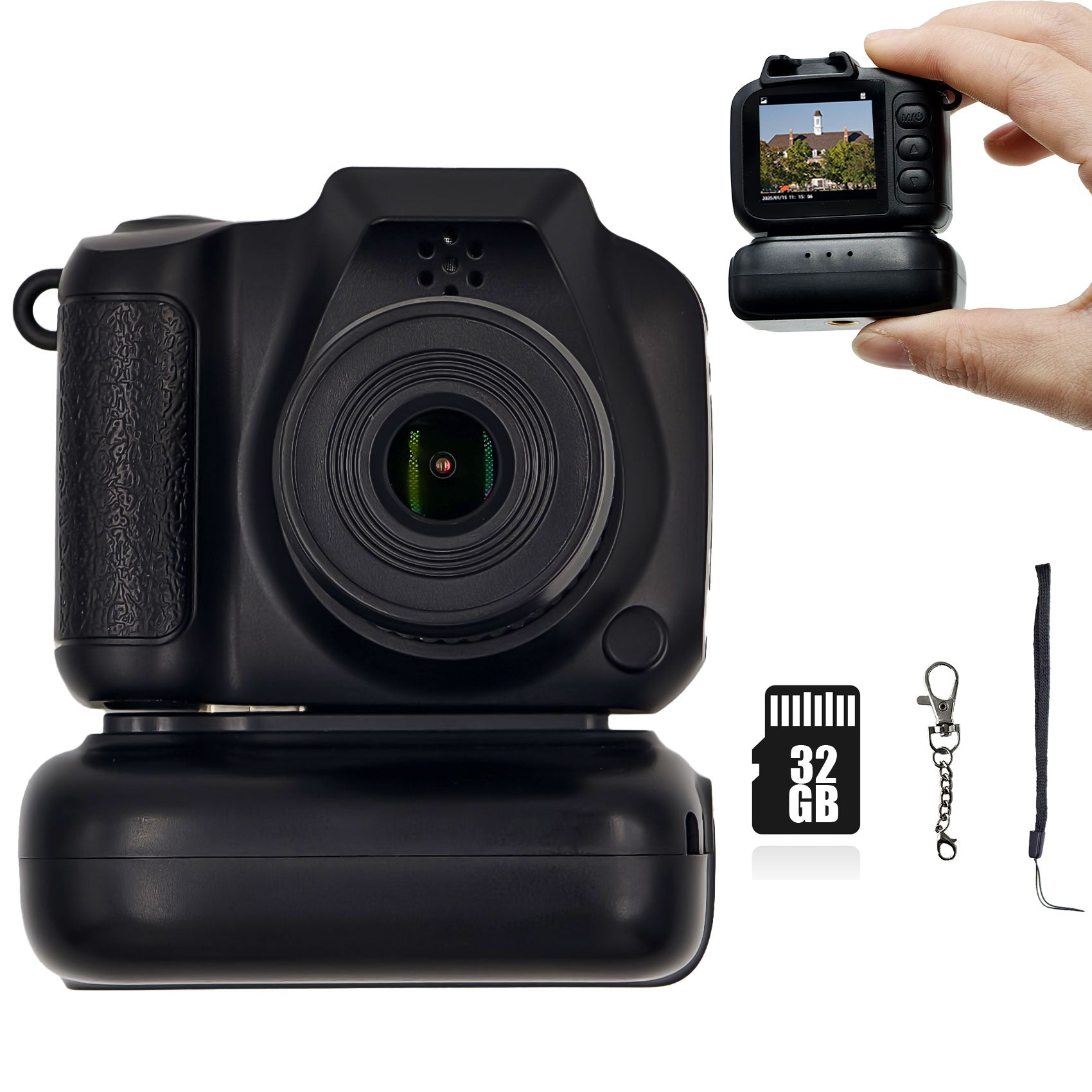 Mini Camera Keychain, Mini Retro Digital Camera, Y2K Camera, Wide Angle Lens, 1.4