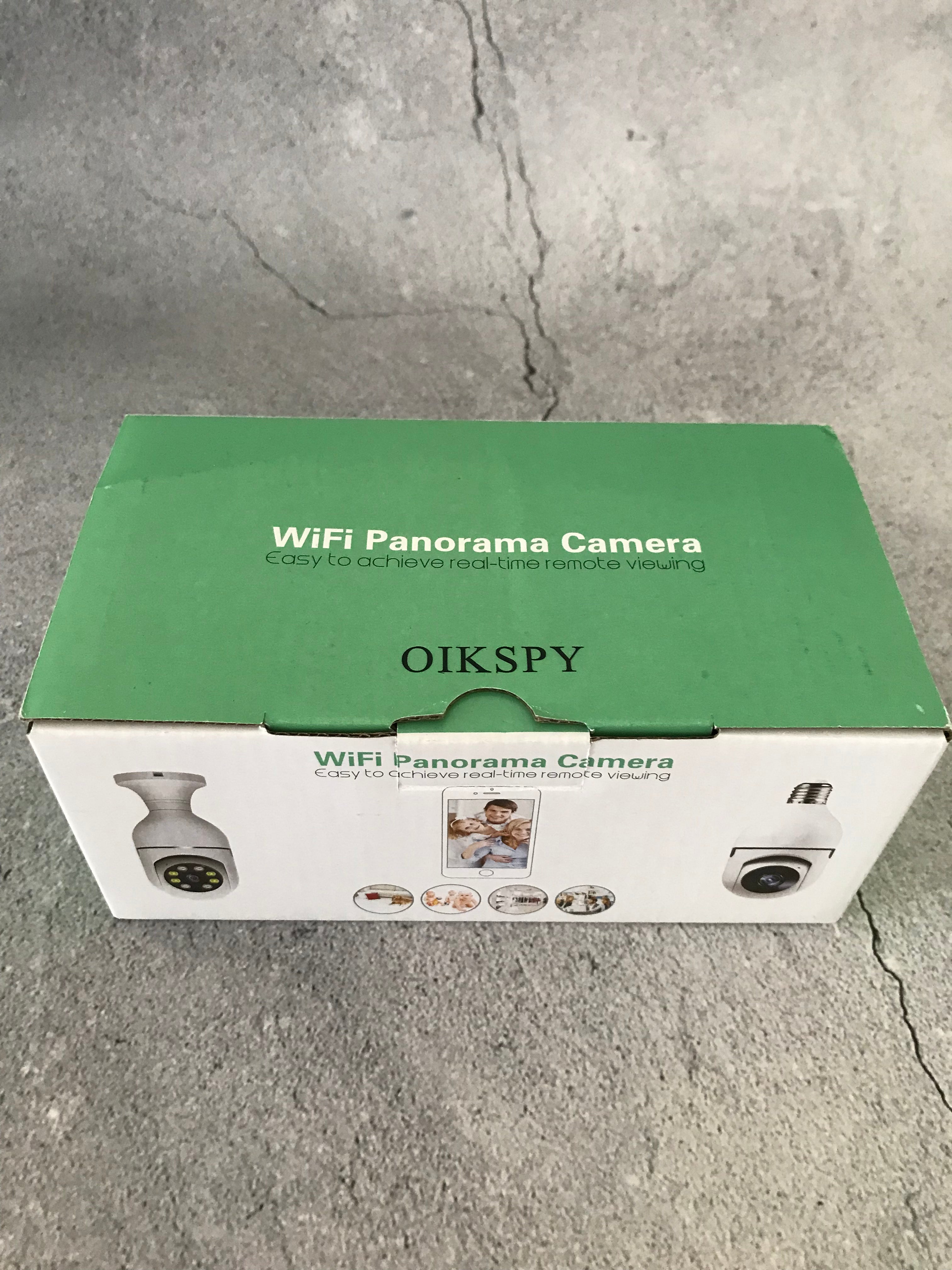 OIKSPY WiFi Light Bulb Security Camera 360 Degree Pan Tilt Panoramic IP Camera with Motion Detection Alarm Night Vision Two Way Talk
