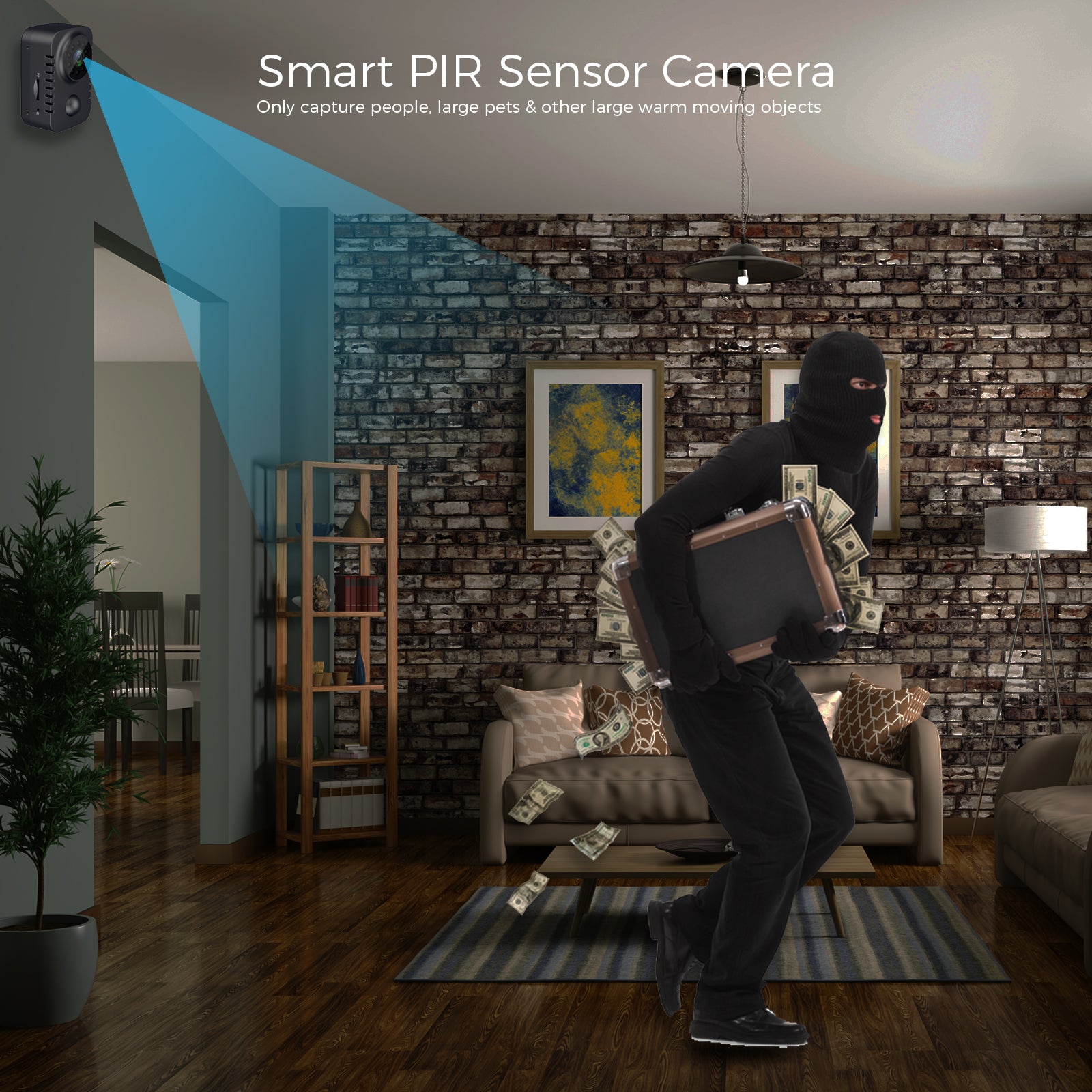 Mini Camera, HD 1080p Small Camera, PIR Sensor, Auto IR Night Vision, Tiny Nanny Cam, PIR Motion Detection, 30 Days Working Time