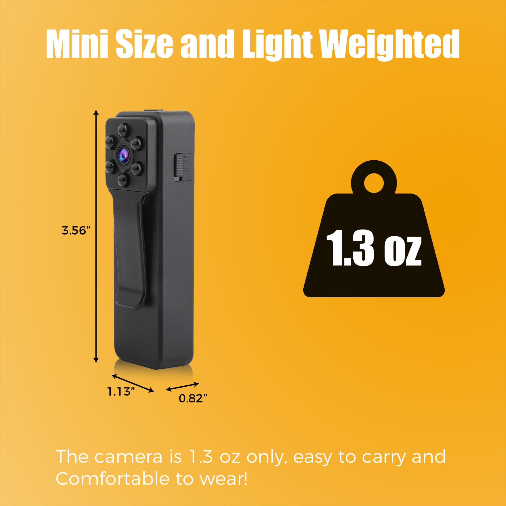 Mini Body Camera with Audio, Wearable Body Cams 1080p No Wi-Fi Needed/Night Vision/Wide angle