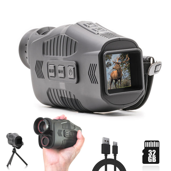 Night Vision Monocular, Digital Infrared Night Vision for 100% Darkness, 1080P FHD Video, 32GB Included, for Travel, Camping, Hunting, Surveillance