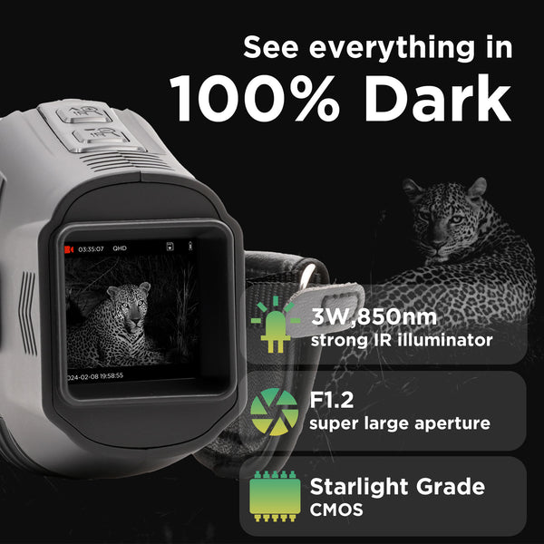 Night Vision Monocular, Digital Infrared Night Vision for 100% Darkness, 1080P FHD Video, 32GB Included, for Travel, Camping, Hunting, Surveillance