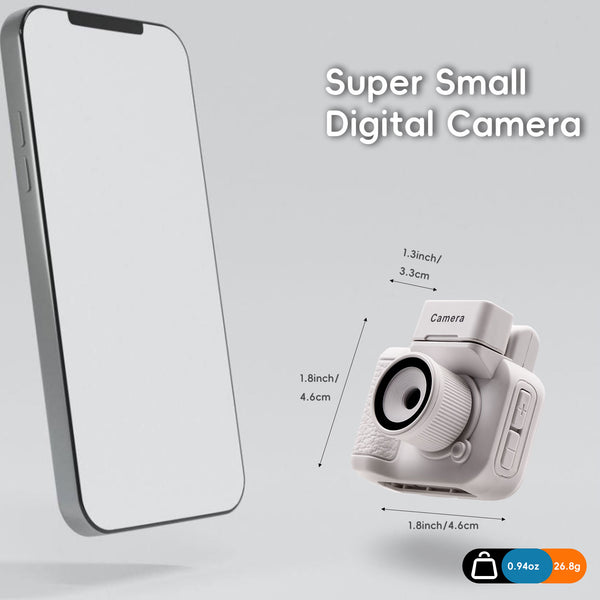 Digital Camera with 1.4 in LCD Screen 1080P 32GB Card Charging Base Monoreflexes Shaped CMOS Compact Portable Video Recorder Easy to Operate (White)