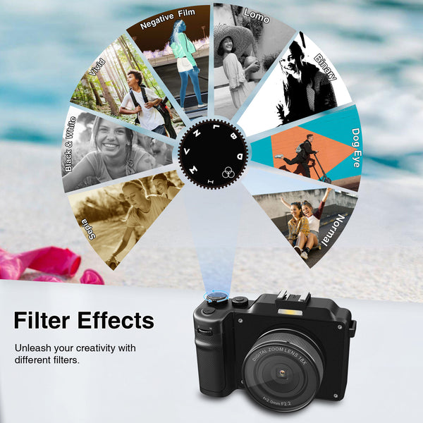 Vlogging Camera for YouTube, 4K Resolution, Dual Lenses, 56MP Photos, 18X Digital Zoom, 3