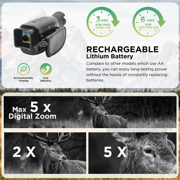 Night Vision Monocular, 1080p Infrared Monocular for 100% Darkness, 32GB Included, Travel, Camping, Hunting, Surveillance