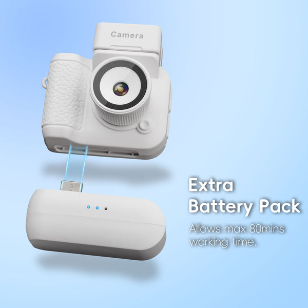 Digital Camera with 1.4 in LCD Screen 1080P 32GB Card Charging Base Monoreflexes Shaped CMOS Compact Portable Video Recorder Easy to Operate (White)