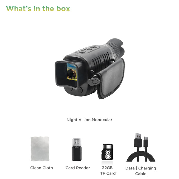 Night Vision Monocular, 1080p Infrared Monocular for 100% Darkness, 32GB Included, Travel, Camping, Hunting, Surveillance