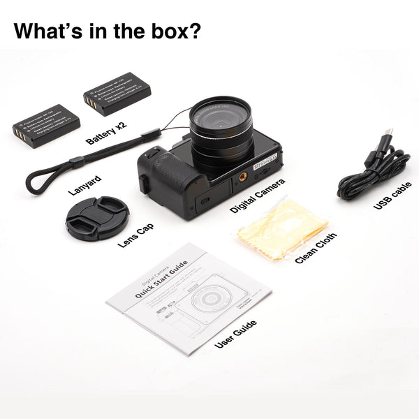 Vlogging Camera for YouTube, 4K Resolution, Dual Lenses, 56MP Photos, 18X Digital Zoom, 3