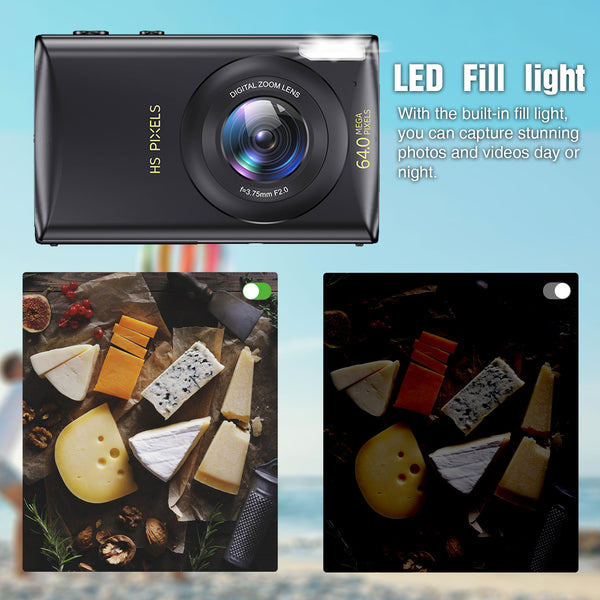 4K Digital Camera Vlogging Camera Photography and Video 64MP 18X Digital Zoom Compact Point and Shoot Digital Cameras Autofocus for Boys and Girls, Teens, Beginner, 32GB Included