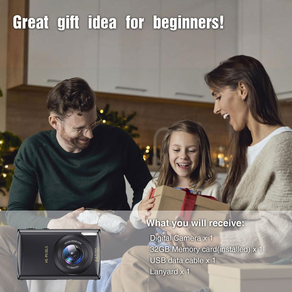 4K Digital Camera Vlogging Camera Photography and Video 64MP 18X Digital Zoom Compact Point and Shoot Digital Cameras Autofocus for Boys and Girls, Teens, Beginner, 32GB Included