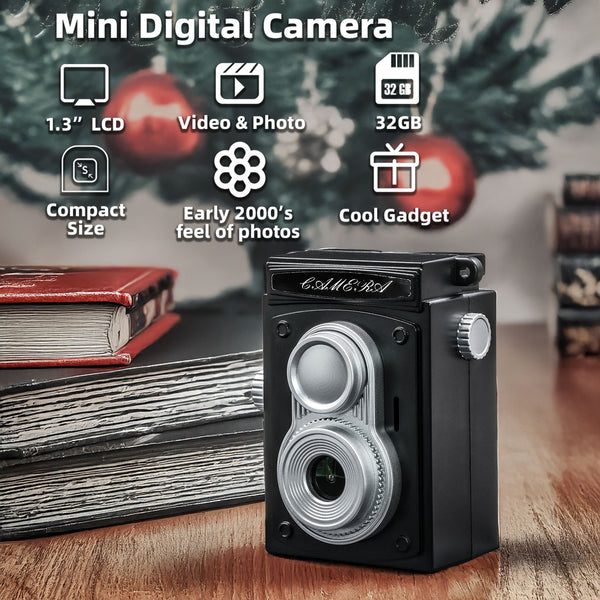 Mini Digital Camera, Mini Retro Camera, Vintage Camera, Wide Angle Lens, 32GB Included, Nostalgic Photos, Old Video Effects