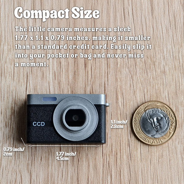 Mini Digital Keychain Camera, Mini Retro Camera, Feel of Old 90s Photographs, Keychain Size, Birthday Gifts, 32GB Included(Black)