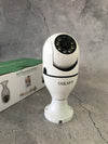 OIKSPY WiFi Light Bulb Security Camera 360 Degree Pan Tilt Panoramic IP Camera with Motion Detection Alarm Night Vision Two Way Talk